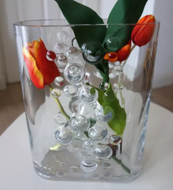 Schwere Glas Vase Blockvase Bubbleglas Noppen 60er 70er Vintage - 3,5 kg