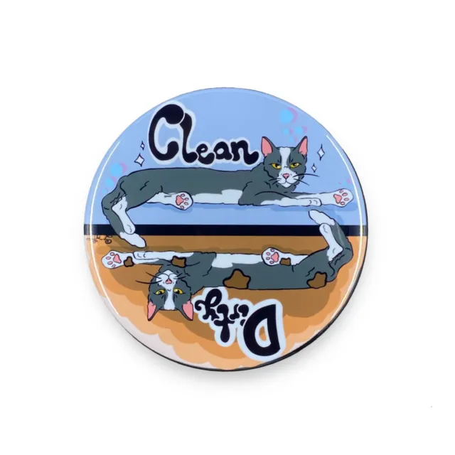 Retro Tuxedo Cat Dishwasher Magnet Clean Dirty Sign Kitchen Decor 3.5" Handmade