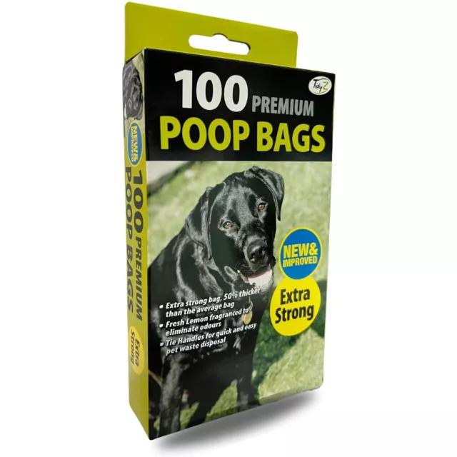 Tidyz 100 pcs - PREMIUM FRAGRANCED EXTRA STRONG BLACK Doggy Poo Poop Bag