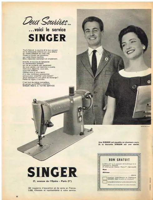 PUBLICITE ADVERTISING 105  1959  SINGER  machine à coudre