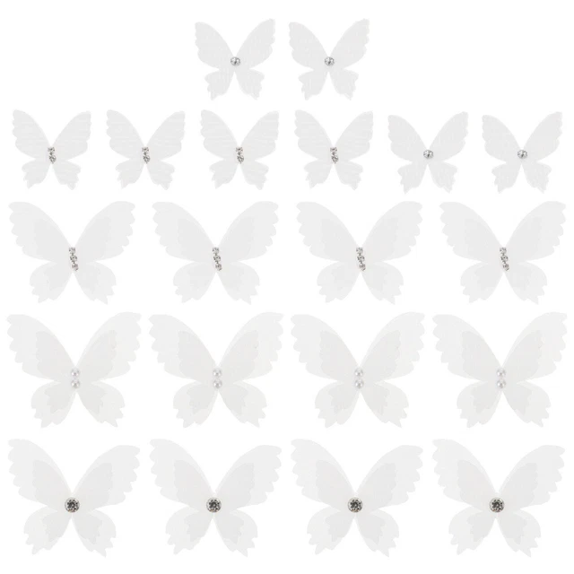 20pcs Perle Applique Spitze Schmetterlinge Haar Schmetterlinge
