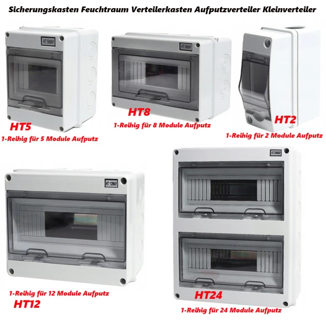 SICHERUNGSKASTEN FEUCHTRAUM VERTEILERKASTEN IP65 Aufputzverteiler Kleinverteiler 365707810836