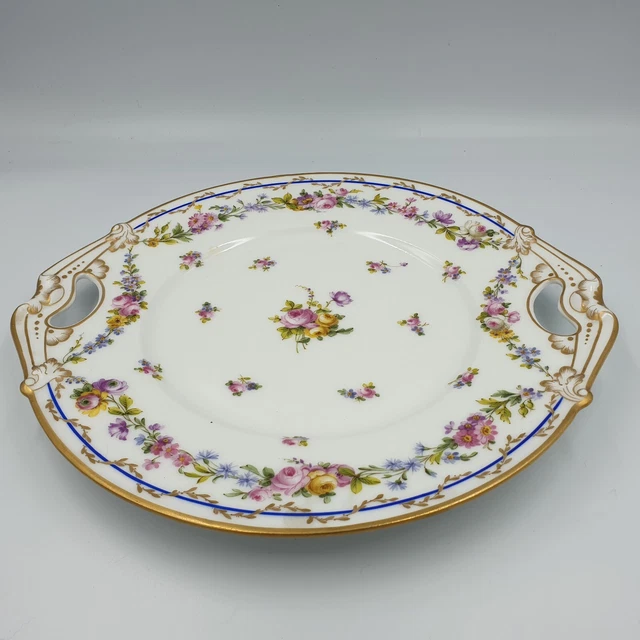 BEAU PLAT DE PRESENTATION AJOURE PORCELAINE LIMOGES DELINIERES EMAILLE XIXe