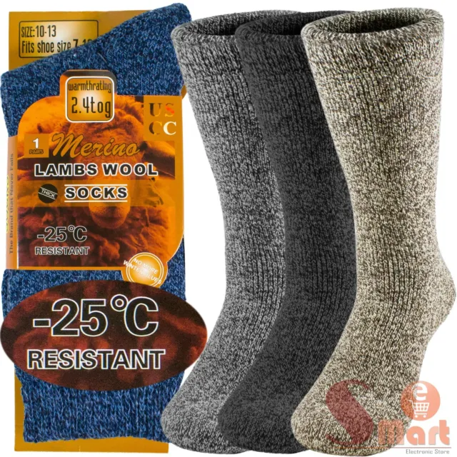 3 Pairs Winter Merino Lambs Wool Heavy Duty Thermal Boots Socks For Mens 10-13