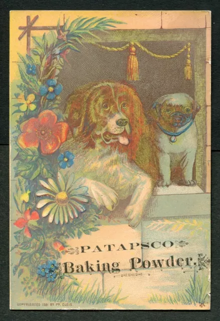 Patapsco Baking Powder ~ 2 Dogs ~ Philadelphia Advertising Trade Card 1881