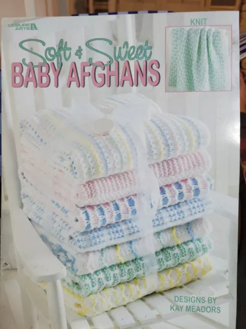 SOFT & SWEET BABY AFGHANS : 7  KNIT DESIGNS  Booklet  by  Leisure Arts