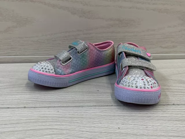 SKECHERS Twinkle Toes Shuffles 10912N Lights Sneaker, Little Girls 10M -MSRP $42