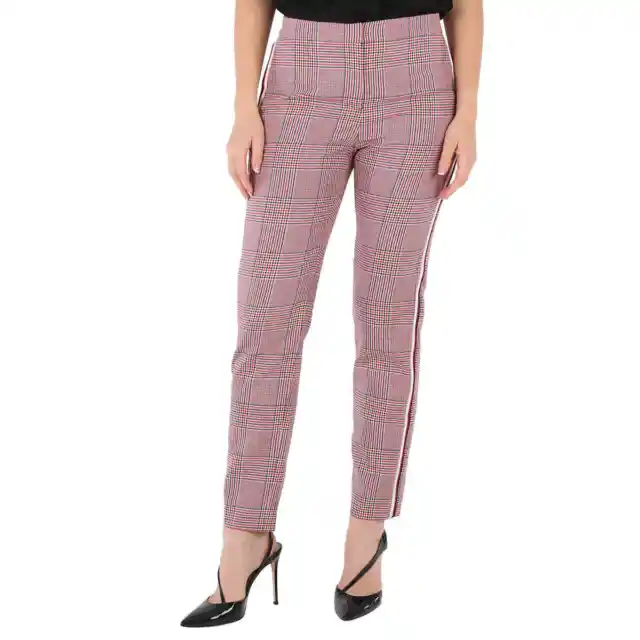 Burberry Ladies Side Stripe Houndstooth Check Wool Tailored Trousers, Brand Size