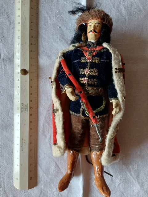 Marionnette De Théâtre F.Montoro Sicile - Articulée Bois Et Armure Métal