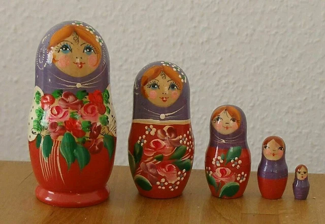 Russische Matroschka! Babuschka. Matrjoschka. 5 Holz-Puppen. DAS GESCHENK!