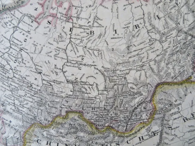 Russian Empire Asia Siberia Kamchatka Irkutsk 1849 detailed Meyer map