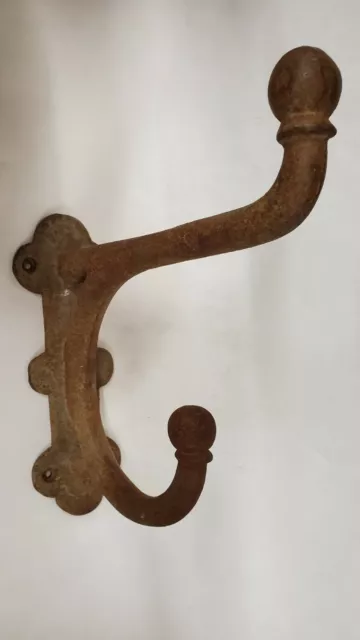 Antique Heavy Large Huge Double Cast Iron Horse Tack Hook 12" X 11" Coat Hook .