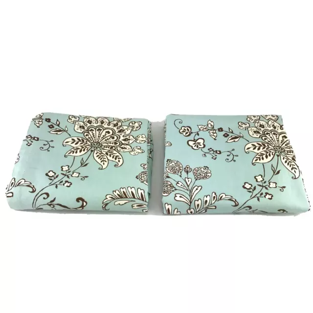 Linden Street JC Penney 2 Panels each 40x92"  Jacobean Aqua Mint Thermal Lined