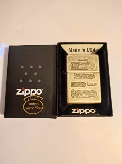 Zippo 208528 Antique Silver plate Lighter Case - No Inside Guts Insert