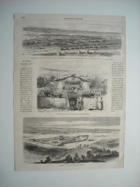 Gravure 1865. Algerie. Redoute Et Plaine De Daya. Lieutenant-Colonel Fraboulet D