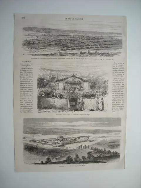 Gravure 1865. Algerie. Redoute Et Plaine De Daya. Lieutenant-Colonel Fraboulet D