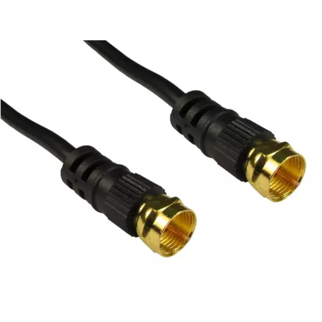 1m Coaxial Satellite Cable F Type Screw Connector Lead For Sky BLACK GOLD