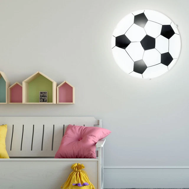 LED Bambini Soffitto Luce Vetro Calcio Ragazzi Gioco Camera Lampada da Parete
