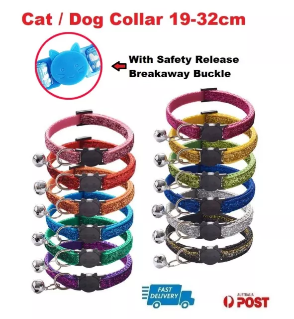 Breakaway Safety Quick Release Collar Adjustable Dog CAT Pet Puppy Kitten Bell
