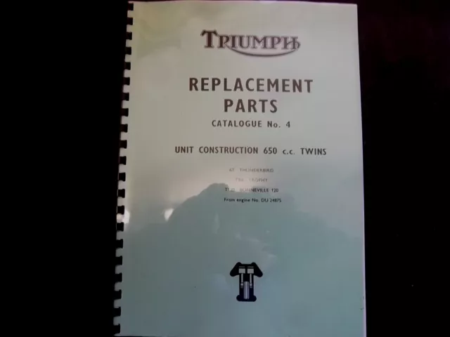 TRIUMPH  6T TR6 T120 BONNEVILLE PARTS BOOK MANUAL No.4 1966 - TP33 954/65