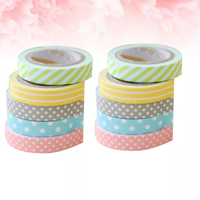 10 PCS Decorative Craft Tape Stripe Masking Tapes Wide Washi