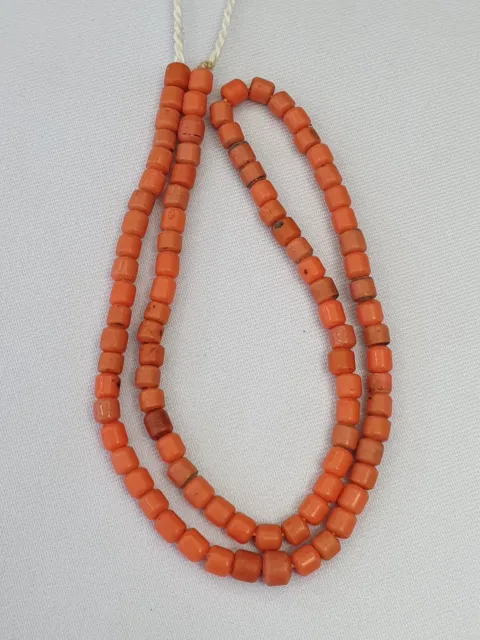 Old Beads Ancient orange Color Glass Beads Jewelry Necklace 3
