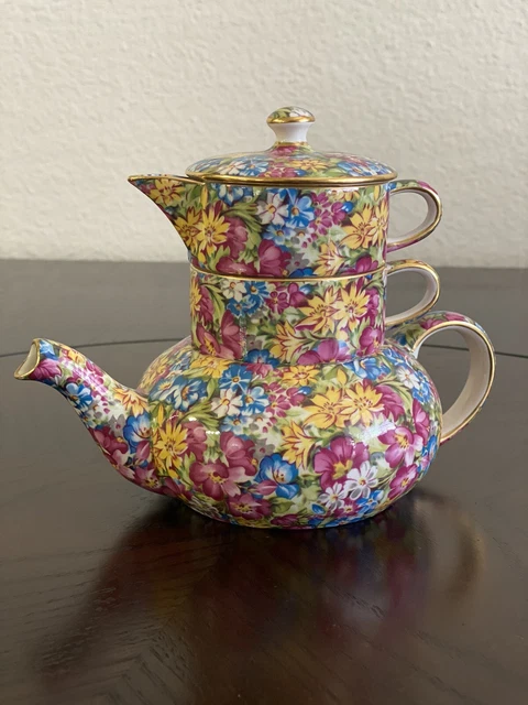 Royal Winton Grimwades "Joyce Lynn" Chintz Mini Stacking Teapot Set
