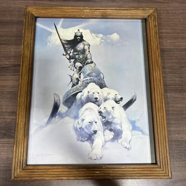 Frank Frazetta Silver Warrior 1972 GraphiCreations Lithograph Art Framed Vintage