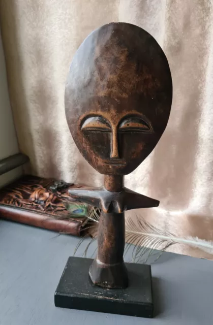 Ashanti African Wood Fertility Statuette Tribal Art Rustic Ritual Doll Figurine