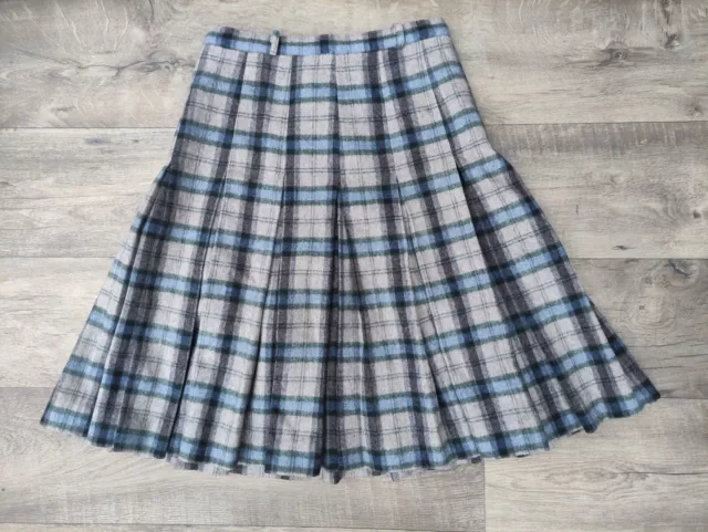 Vintage 80S Jupe Tartan Plissé Laine Plaid Taille 46