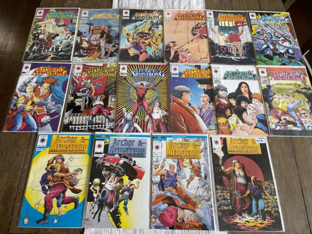 Lot of 16 Archer and & Armstrong 0, 1-25 Valiant Comic Books 1992 NM Bags/Boards