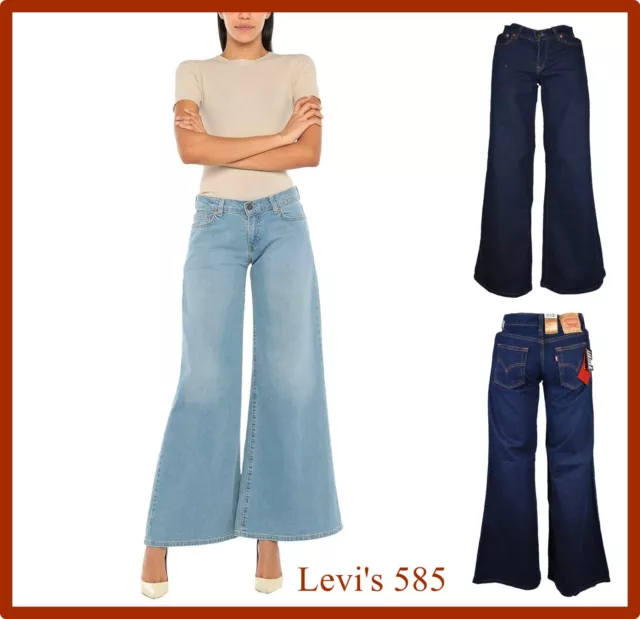 levi's 585 jeans levis donna elasticizzati a vita bassa palazzo larghi zampa blu