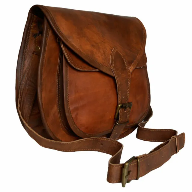 Women's Travel Saddle Vintage Bag Genuine Leather Purse Crossbody Shoulder Girls