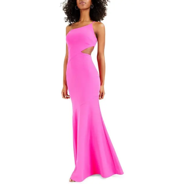 Betsy & Adam Womens Pink Cut-Out One Shoulder Evening Dress Gown 10 BHFO 1760