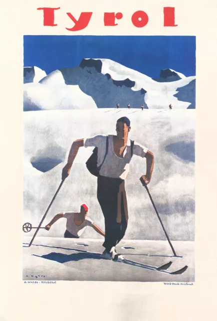 Tyrol Werbung Plakat Langlauf Skipiste Walde Kitzbühel Kunstdruck Werbung 119