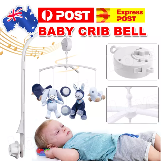 Baby Crib Mobile Bed Bell Toy Holder Arm Bracket Wind-up Music Box Cot Gift AU