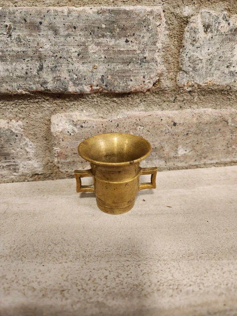 Vintage Brass 2" Mortar Double Handle  Apothecary  FREE SHIPPING
