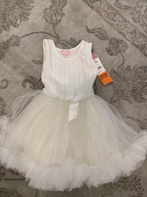 popatu dress Baby Girl White Tutu Sleeveless Sz 2/3T Nwt