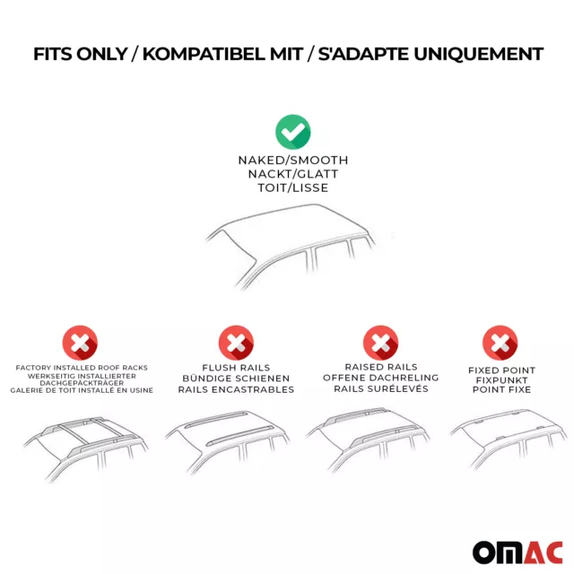 Smooth Roof Rack For BMW 5 Series Wagon 2004-2010 Cross Bar Luggage Carrier 2x 3