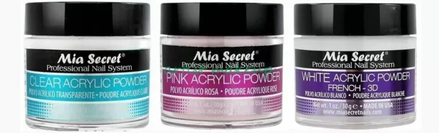 Mia Secret Ongle Acrylique Poudre 3D Blanc,Rose,Clair - 29.6ml Bouteille Au USA