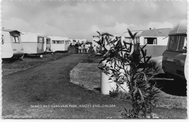 Vintage postcard Sandy Bay Caravan Park Knott end on Sea real photo RP UNP AA938