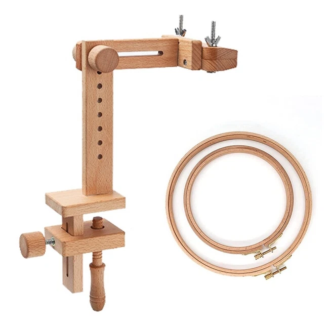 Soporte de aro de madera bordado rotación soporte de escritorio ajustable, con E R3D5