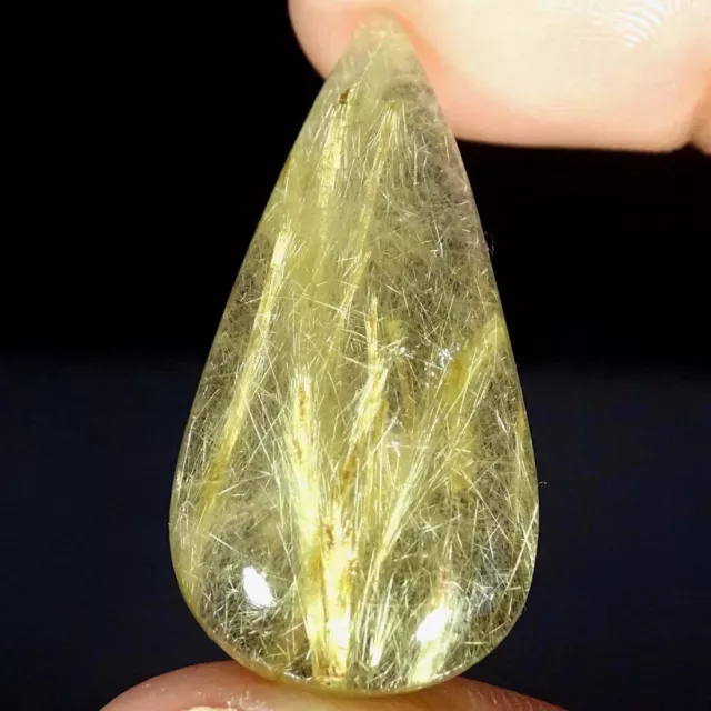 33.10Cts Natural Golden Rutilated Quartz Pear Cabochon Loose Gemstones