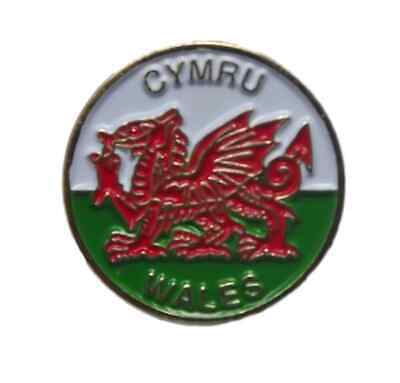 Cymru Wales- Welsh Dragon- Round National Quality Enamel Lapel Pin Badge