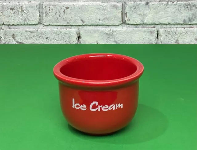 USA Made Red Third Watch 5 in Wide Ceramic Ice Cream Bowl 3.5 in Deep Bowl