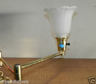 5445/ Vintage Mid Century Brass Wall Lamp / Light w swivel arm & globe / Sconce