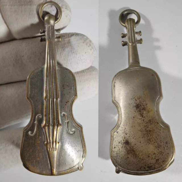 Ancien pyrogène violoncelle en métal argenté