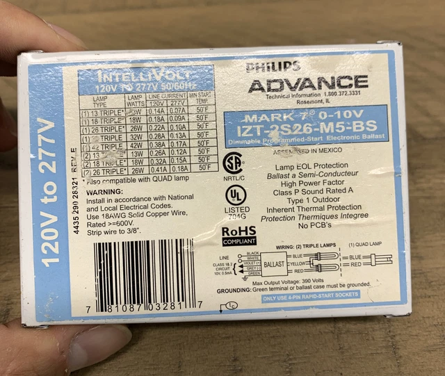 Advance Philips Izt-2S26-M5-Bs Mark7 Dimmable 0-10V Ballast 120V-277V
