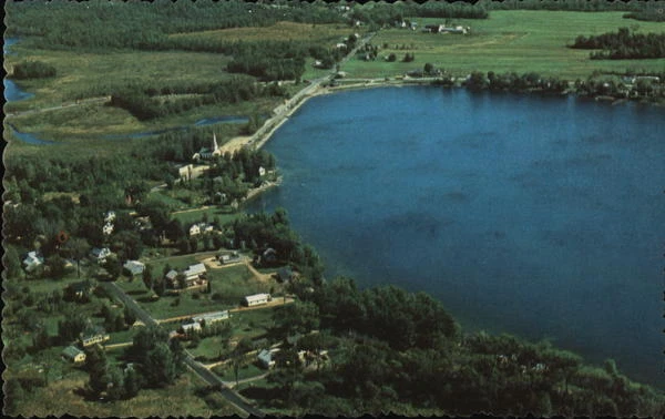 Aerial View,China Lake,ME Kennebec County Maine Eastern Illustrating Postcard