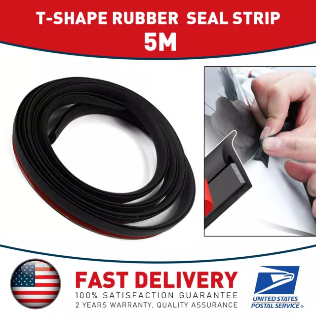 5m T Shape Rubber Car Door Seal Strip Hood Trunk Edge Weatherstrip Moulding Trim